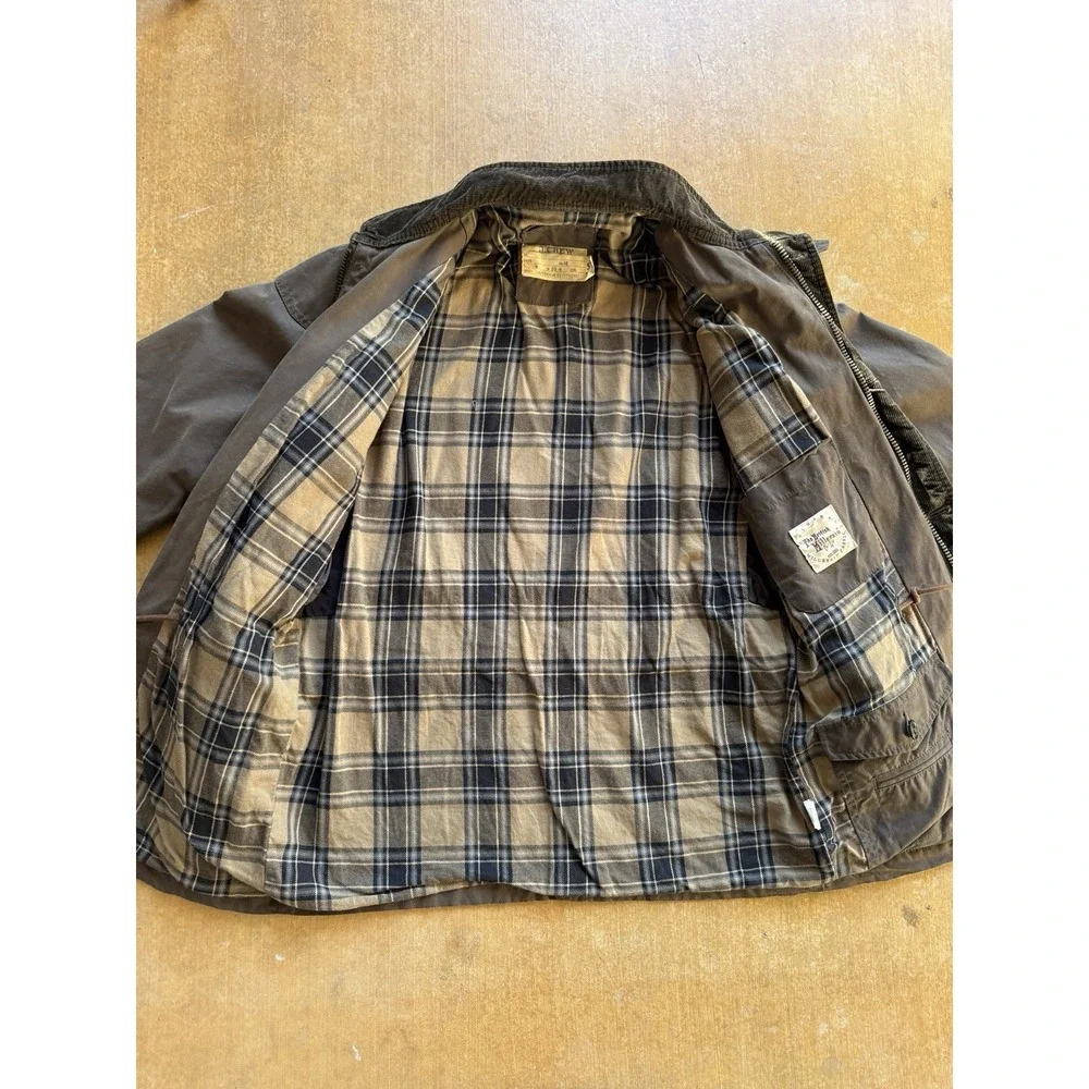 VTG 90s J.Crew Waxed British Millerain Lined Fishing Heavyweight Jacket Small